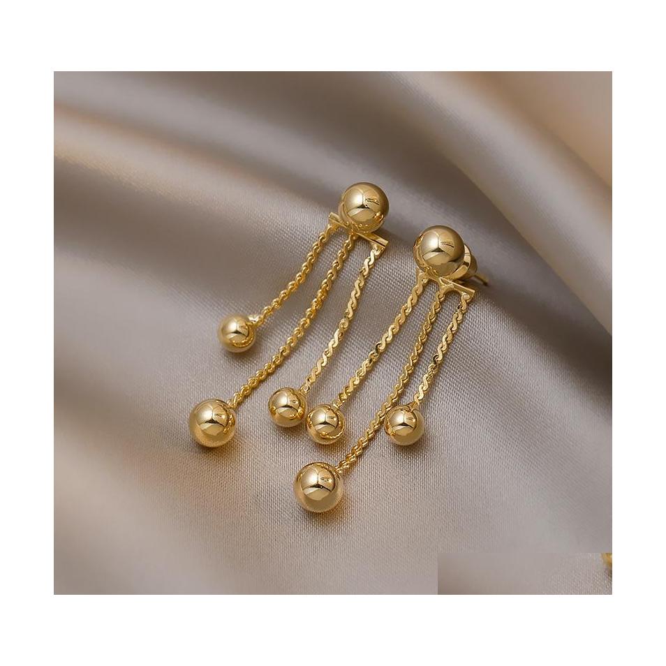 

Dangle Chandelier Fashion Jewelry Gold Ball Tassels Earrings For Women Simple Stud Drop Delivery Dhaqd