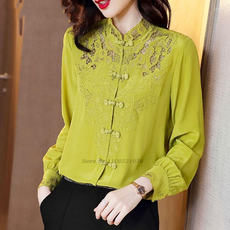 

Ethnic Clothing 2023 Chinese Style Qipao Blouse Camisa Mujer Daily Tangsuit Cheongsam Top Women Elegant Shirt China Blusa Hanfu