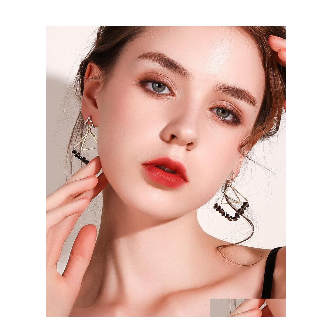 

Dangle Chandelier Fashoin Jewelry Womens S925 Sier Pin Geometric Earrings Crystal Rhombus Triangle Stud S412 Drop Delivery Dhjld