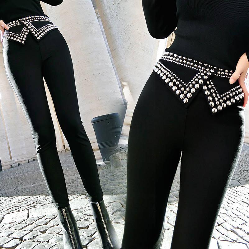 

Women's Pants & Capris Autumn Women Rivet Flare Stretch Pencil Female High Waist Slim Soft Trousers Skinny Leggings Pantalones Mujer S45Wome