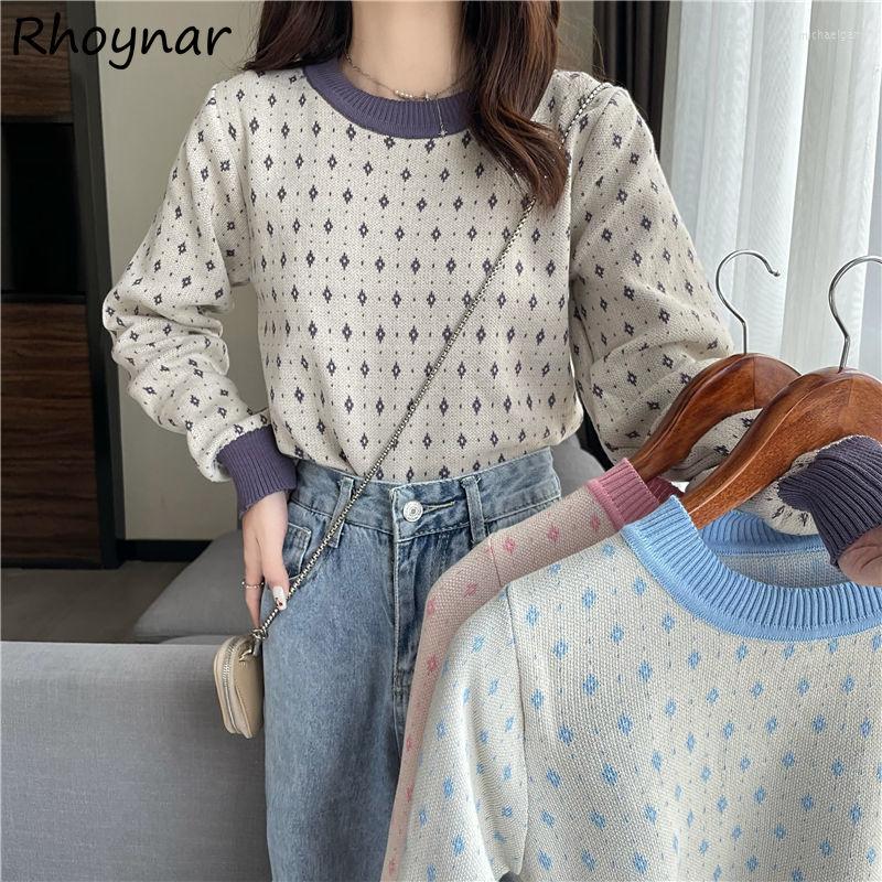 

Women's Sweaters Embroidery Pullovers Women Vintage Tender Korean Version Sweater Slim All-match Elegant Cropped Long Sleeve Youth Lazy, Purple