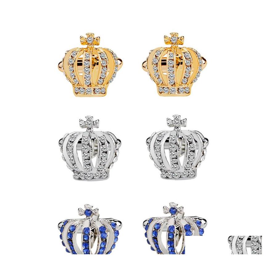 

Cuff Links Crystal Crown Cufflinks Women Gold Sier Enamel Shirt French For Men Wedding Engagement Fashion Jewelry Gift Bk Drop Deliv Ot6Mx
