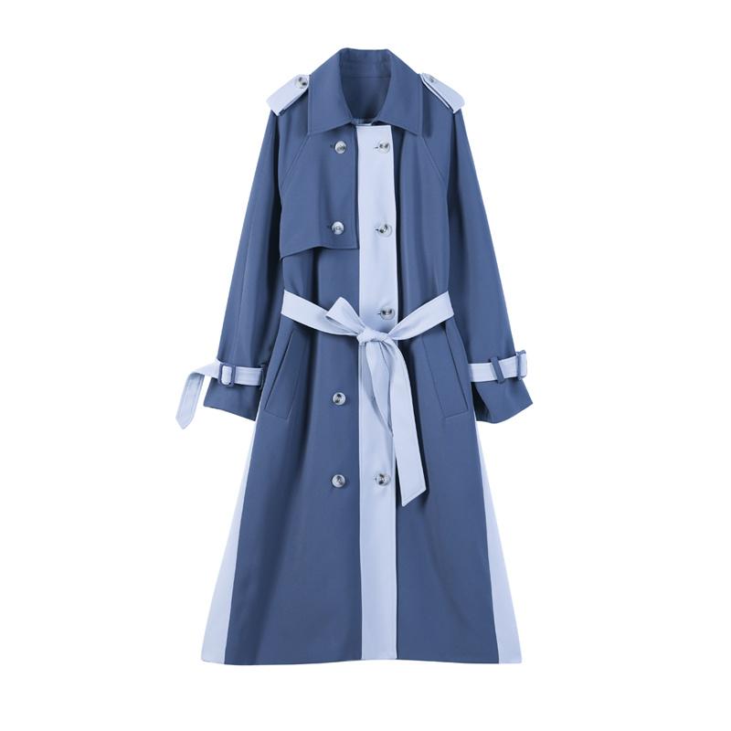 

Women' Trench Coats Woman' Coat With Patchwork Belt Long Windbreaker Fashion Top Thin Temperament Double Breasted Loose Spring Autumn Kore, Photo color