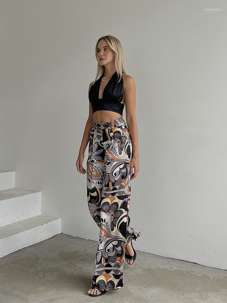 

Women' Pants Women High Waist Print Wide Up Casual Loose Fashion All-match Female Trousers 2023 Autumn Streetwear Simple Ladies Bottom, As pictures