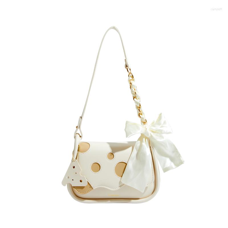

Duffel Bags Maxdutti Casual Armpit Bag French Style Fashion Silk Bow Dot Leather Single Shoulder Women, Black