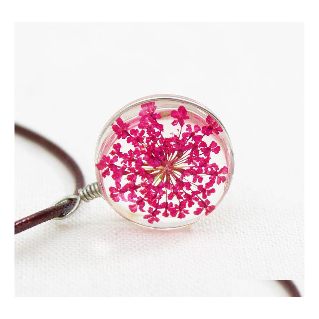 

Pendant Necklaces Chokers For Women Leather Ball Crystal Glass Dried Flowers Necklace Vipjewel Drop Delivery Jewelry Pendants Dhqel