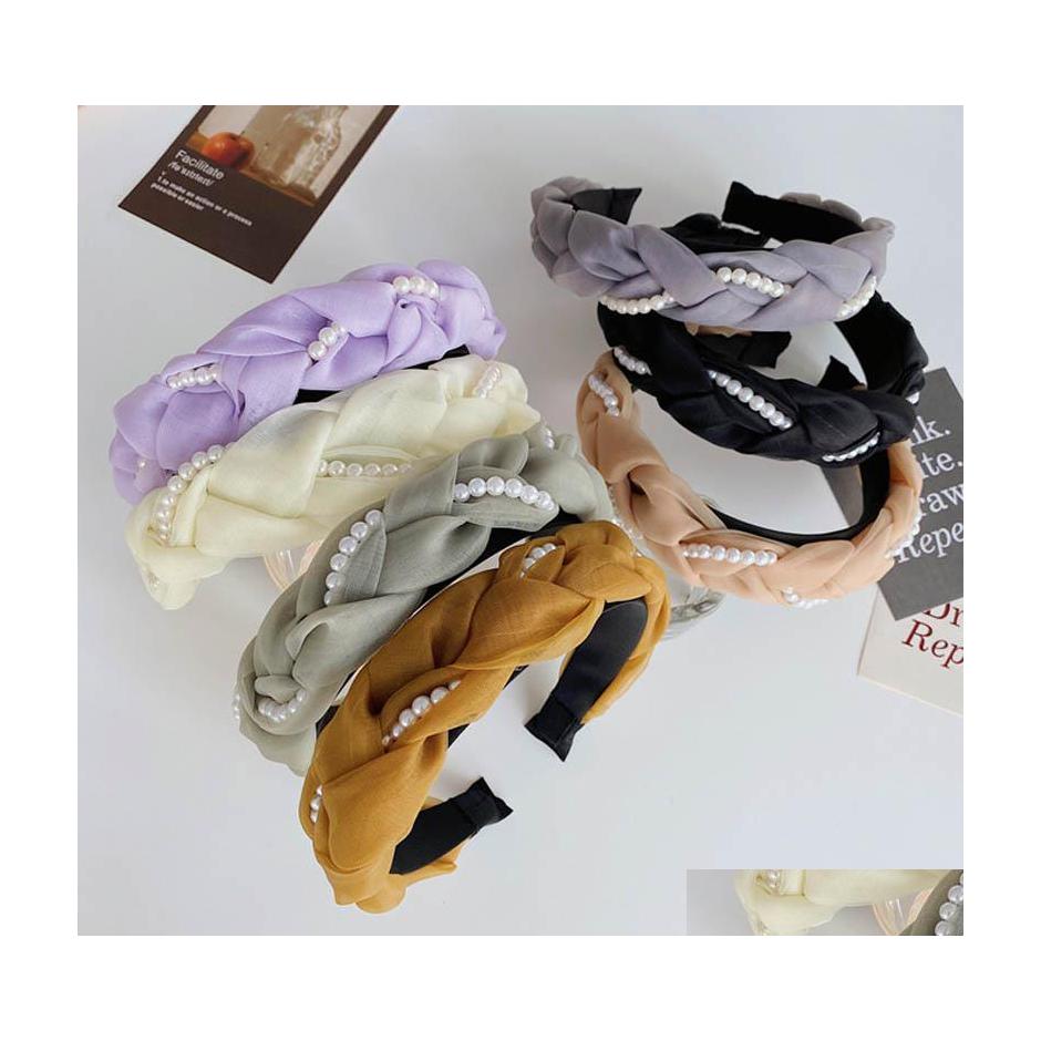 

Headbands Ins Vintage Pearl Women Chiffon Fashion Girls Headband Boutique Kids Head Bands Hair Accessories For Drop Delivery Jewelry Dh2Qc