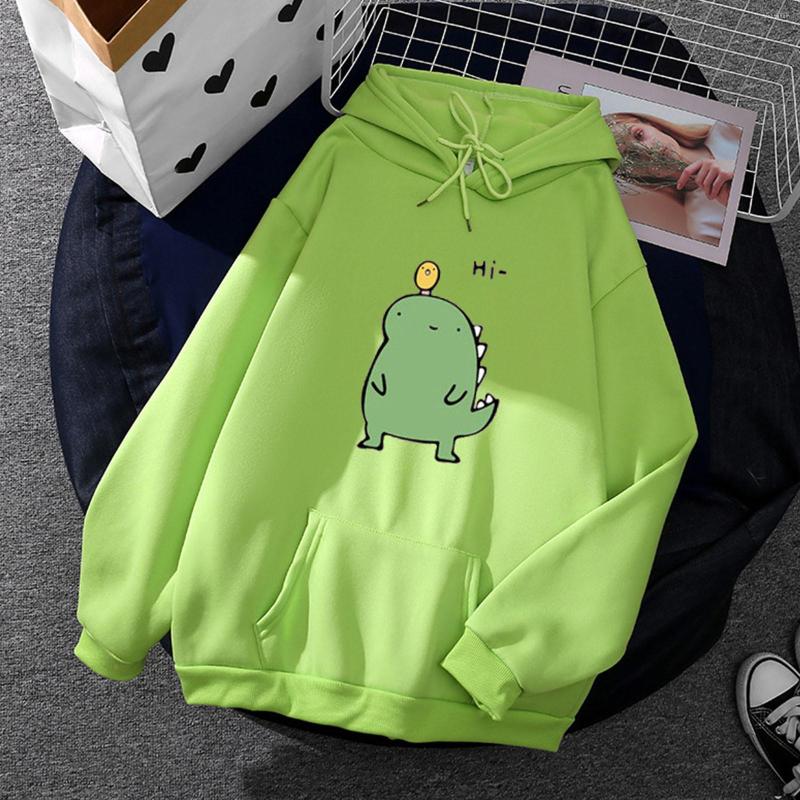 

Gym Clothing Hoodies Women' Kawaii Animal Printed Sweatshirts Long Sleeve Top Loose Hooded Sweatshirt With Large Front Pocket Moletom