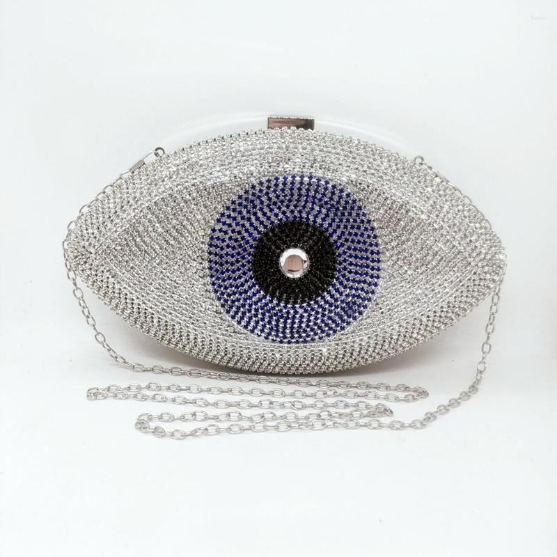 

Evening Bags Est Animail Designer Evil Eye Crystal Purse Women Bag Gold Silver Black Party Clutch Lady Banquet Pochette