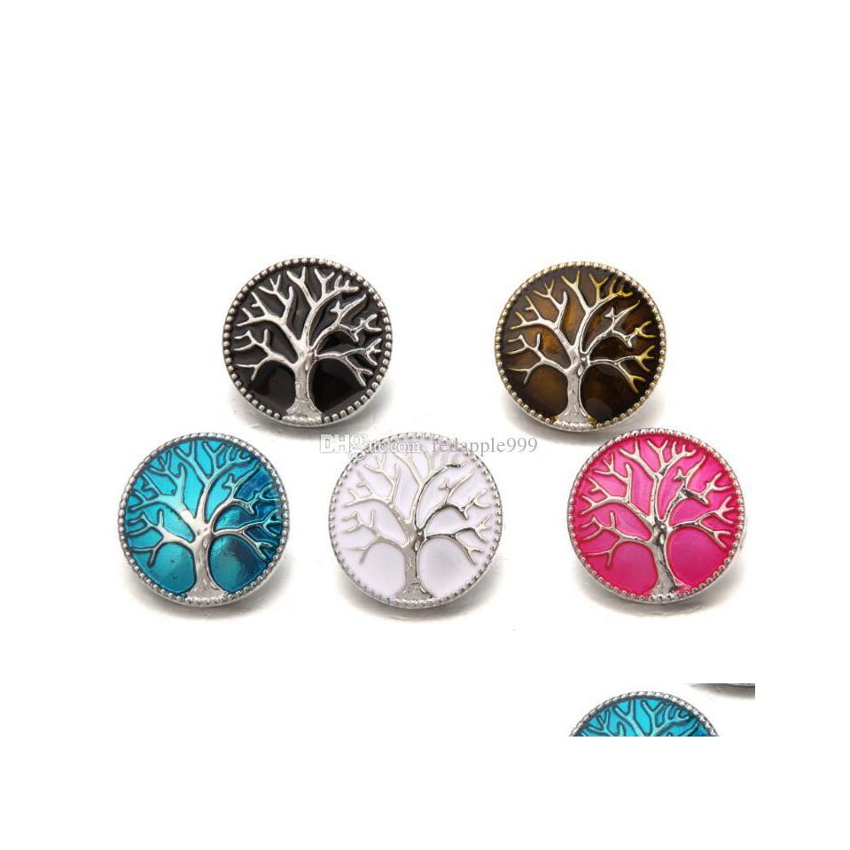 

Clasps Hooks Fashion Tree Of Life 18Mm Snap Button Jewelry Enamel Process Noosa Chunks Diy Ginger Charms Bracelet Necklace Drop De Dhjks