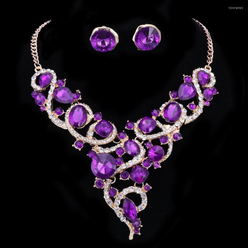 

Necklace Earrings Set OEOEOS Jewelry Rhinestones Statement And For Women Bridal Wedding Sets, Picture shown