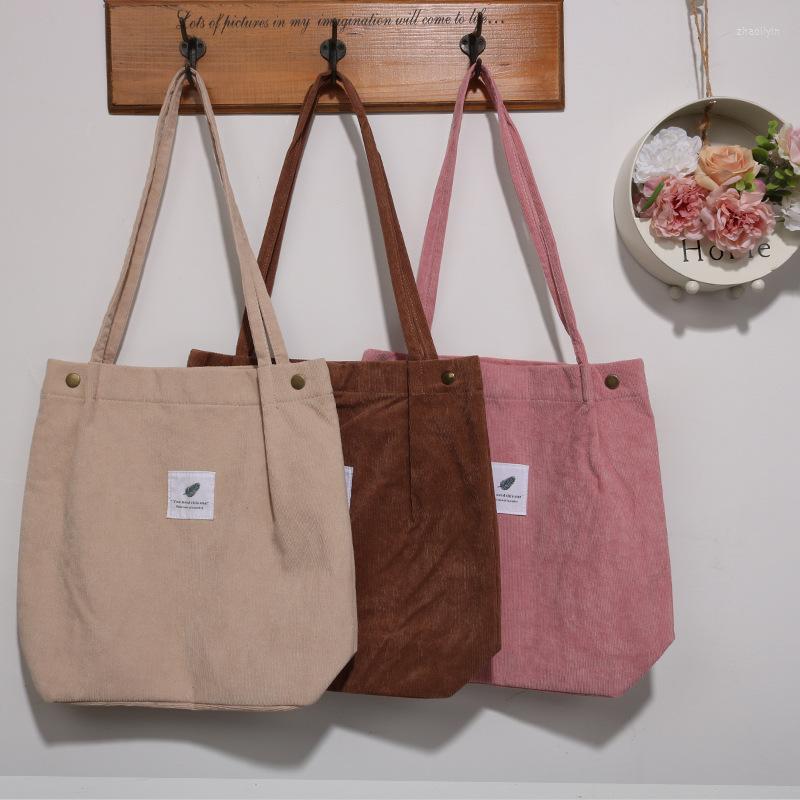 

Evening Bags Corduroy Bag For Women Shopper Designer Handbag Casual Outdoor Girls Student Bookbag Female Canvas Shoulder Tote, Black