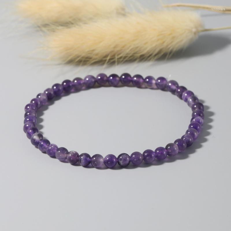 

Strand 4mm Amethyst Bracelets For Women Men Healing Stone Purple Fluorite Crystal Agates Bangles Reiki Meditation Bracelet Jewelry