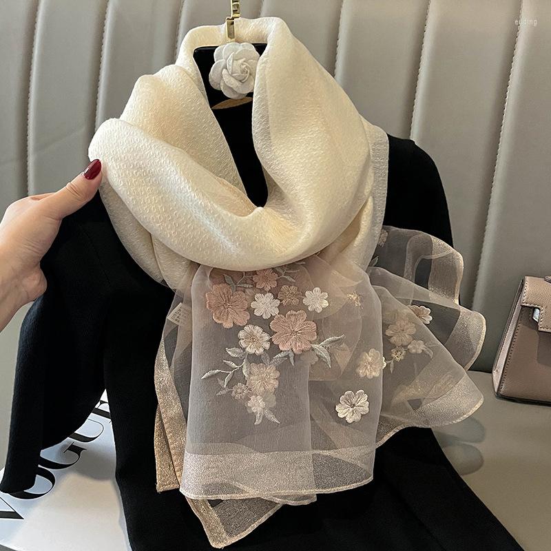 

Scarves Silk Wool Shawls Scarf For Lady Large Floral Beach Stoles Foulard Female Hijab Thin Bufanda Women Luxury Pashmina Wraps