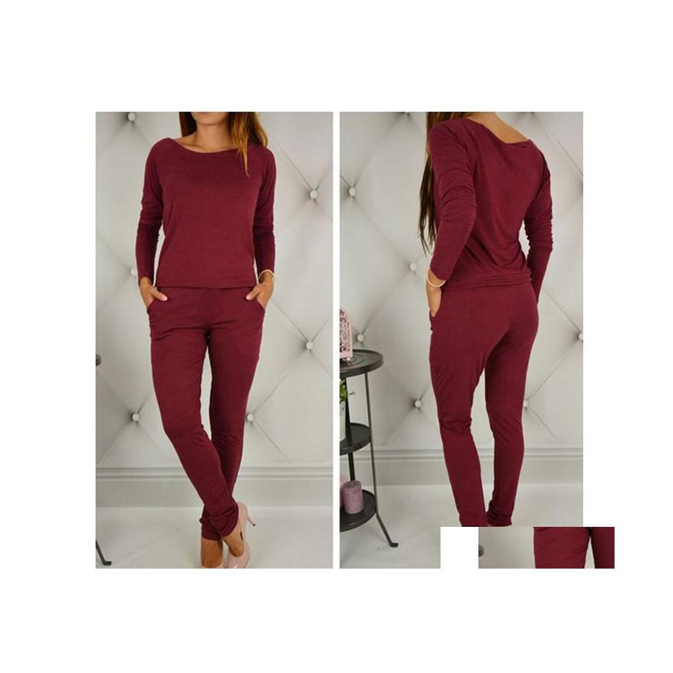 

Gym Clothing Nicely Spring Women Tracksuit Off Shoder Jumpsuit Lady Female Woman Sportswear Sport Fitness Training Exerceise Drop De Dhcbv, As picture show