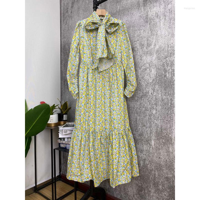 

Casual Dresses Sale!!! 10.29 Vintage Fashion Turtleneck Bow Bandage Design Floral Print Long Women Ruffle Cotton Backless Dress, Picture shown