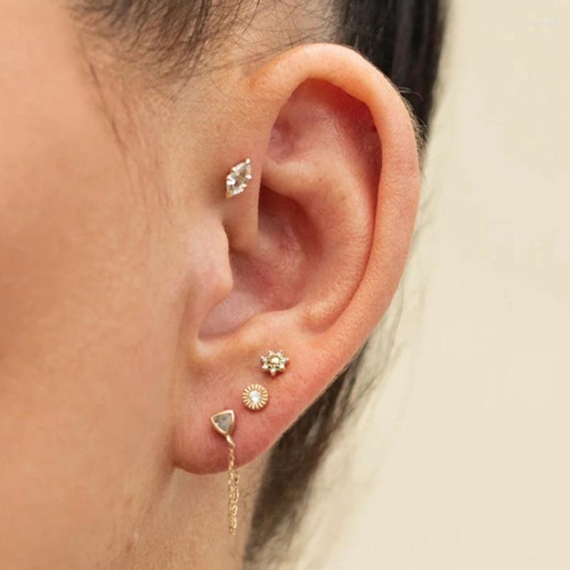 

Stud Earrings S925 Sterling Silver Four-piece Fashion Accessories Combination Christmas Gifts For Women Drop