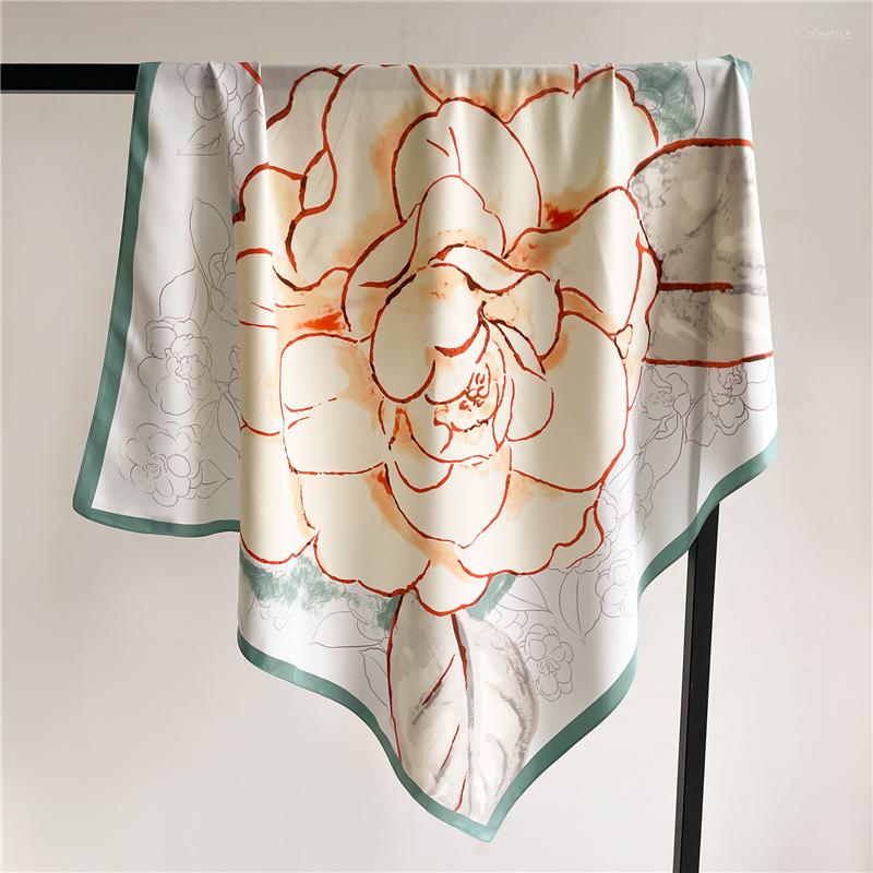 

Scarves Luxury Floral Print Twill Silk Square Scarf For Women Deisgn Hijab Headband Neckerchief Lady Shawl Wrap Stoles Bandana Foulard