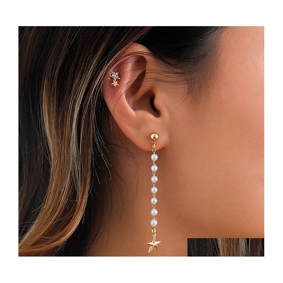 

Dangle Chandelier Boho Star Earrings Womens Vintage Imitation Pearl Beaded Tassel Ear Buckle Stud Earring Girls Fashion Jewelry Dr Dhfcs