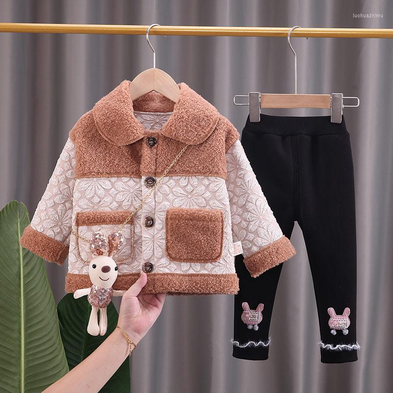 

Clothing Sets Baby Girls Winter Hoodies Kids Thick Warm Velvet Clothes Sport Suit Children Cartoon Fleece Tracksuit 0-5 Years, Lfl tuzi pink