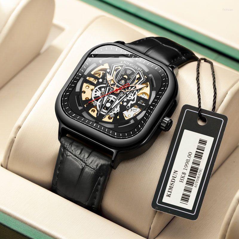 

Wristwatches KIMSDUN Brand Hollow Out Automatic Mechanical Watch Men's Fashion Trend Luminous Man Watches