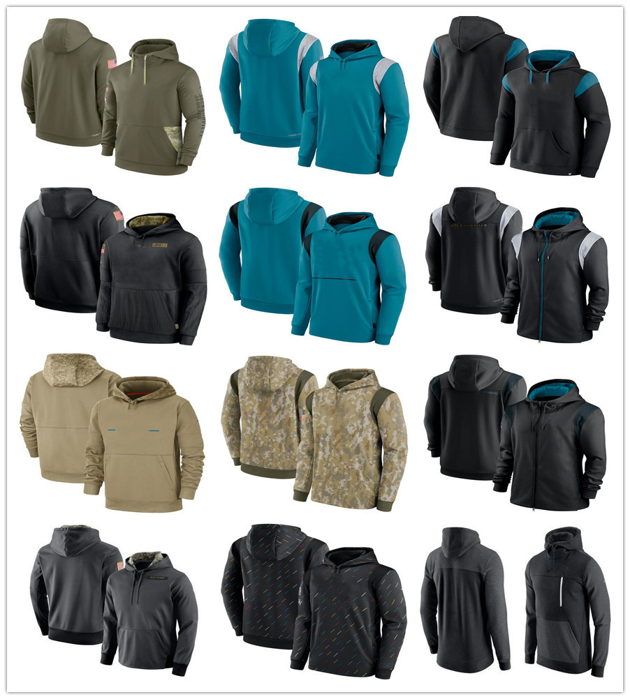 

Jacksonville''Jaguars''Sweatshirt Football Olive Salute to Service Hoodies Sweatshirts Therma Performance Pullover Trevor Lawrence Travis Etienne Jr., Black