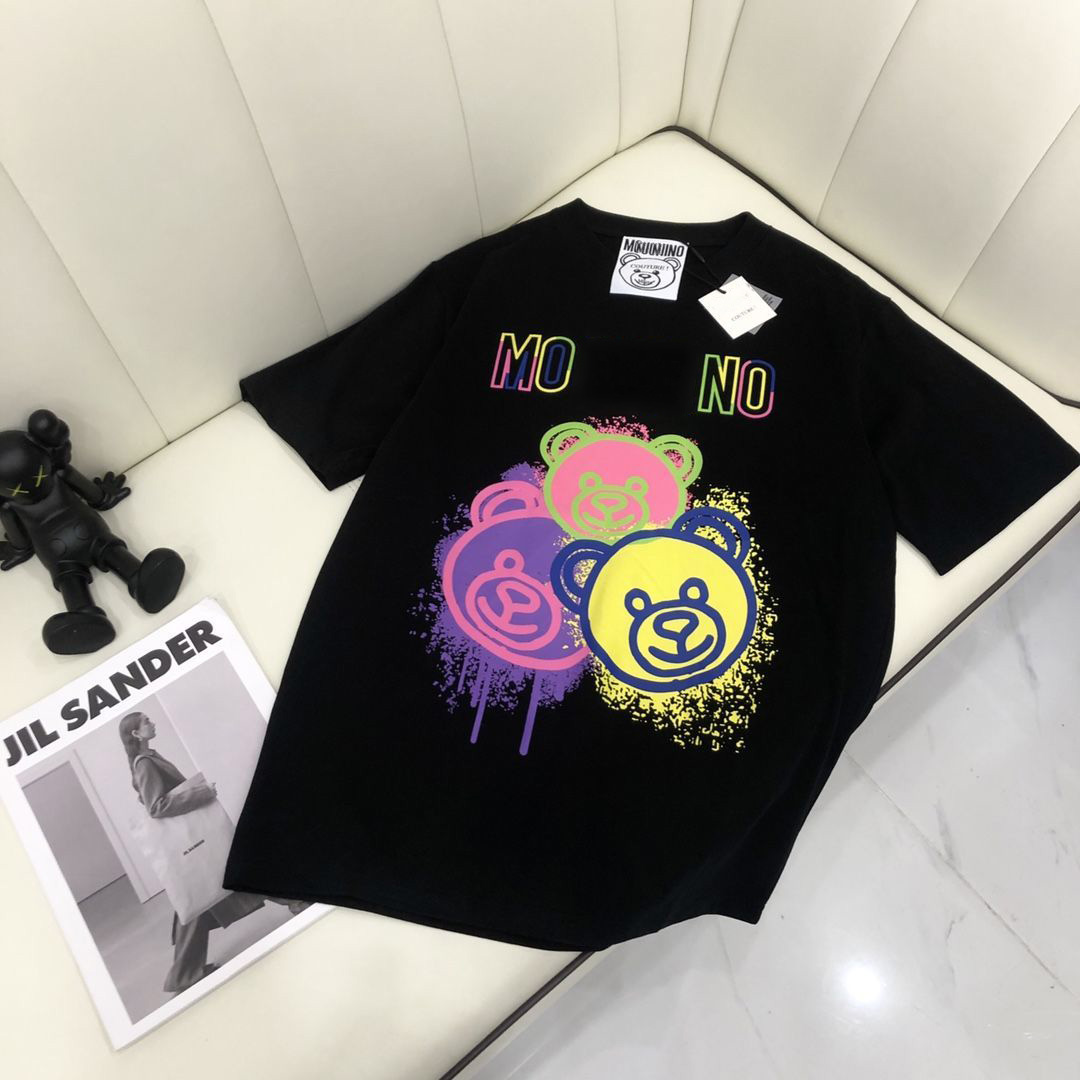 Italy brands comfort colors t shirts plush bear designer letter Graphic print leisure Fashion durable quality couple Coach Black white Mens womans C