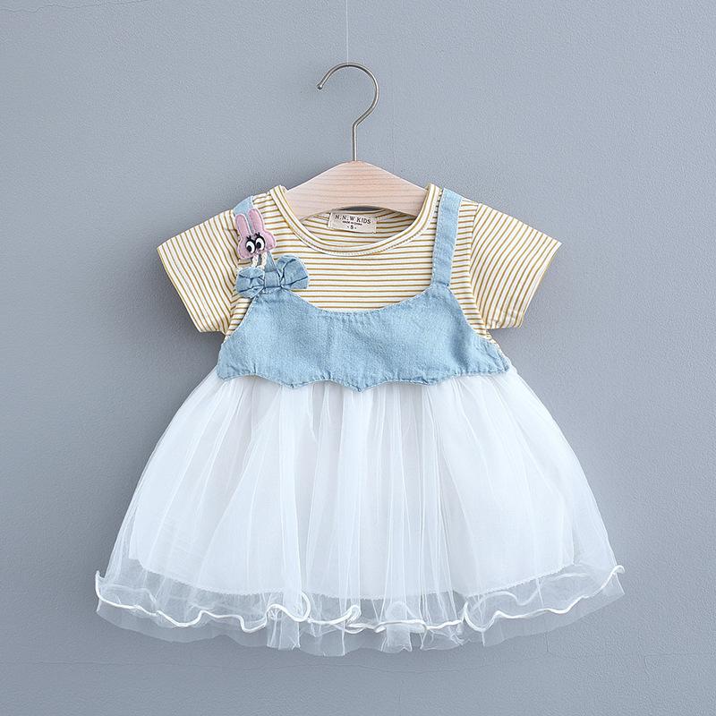 

Girl Dresses Kids Baby Clothes Tshirt Short Sleeve Top Denim Mesh Dress Summer Child Toddler Infant Girls Girl's, Black