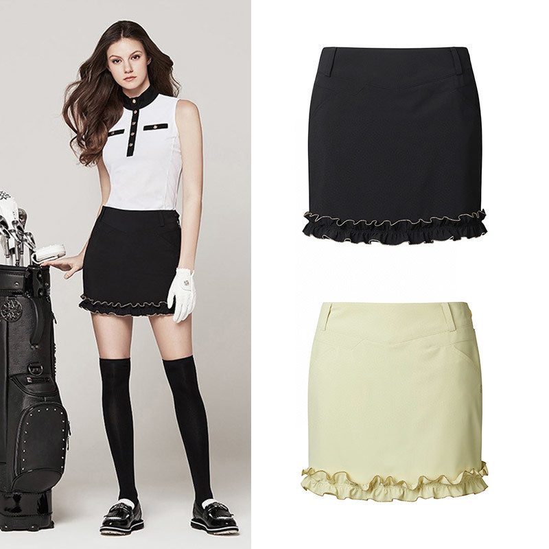 

Tennis Skirts Womens Pleated Golf Skirt female British style highend bag hip skirt lace culottes ladies temperament short 230203, Black