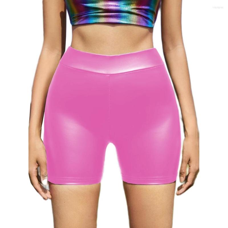 

Women' Shorts Women Mid Waist Faux Leather Sexy Slim Solid Pencil Pants Summer Leisure Outdoor Elastic Push Up Pu -7XL, Black