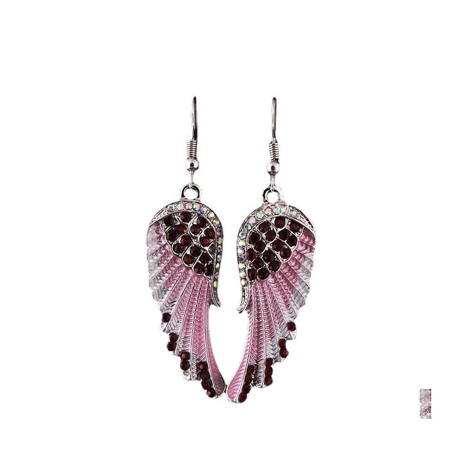 

Dangle Chandelier Elegant Retro Angel Wings Earrings Fashion Unique Rhinestone Feather Drop Gothic Jewelry For Women Gift Delivery Otrgx