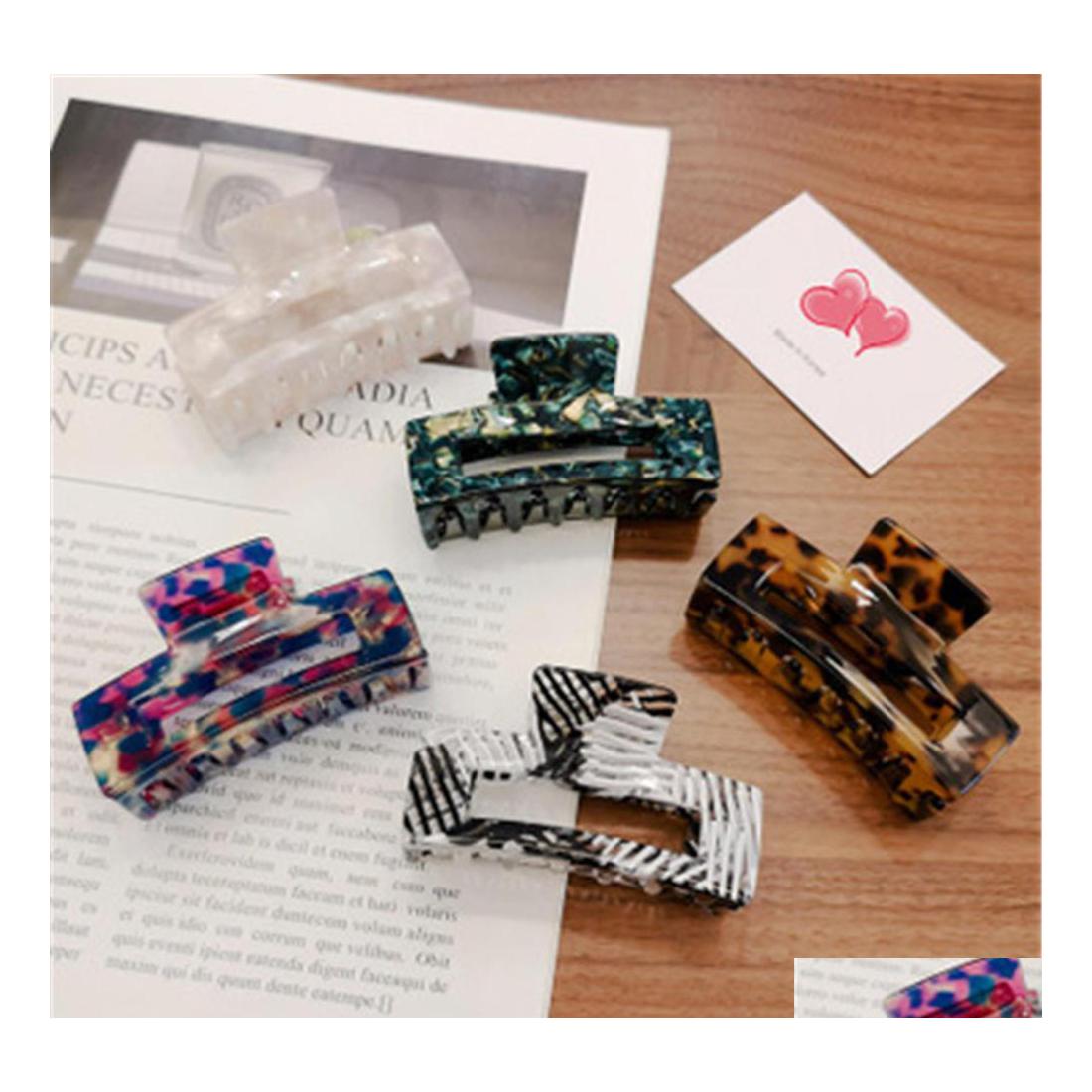 

Hair Clips Barrettes Fashion Women Acetate Claws Clip Resin Leopard Print Clamps Grips Ponytail Holder Drop Delivery Jewelry Hairje Dhhmd