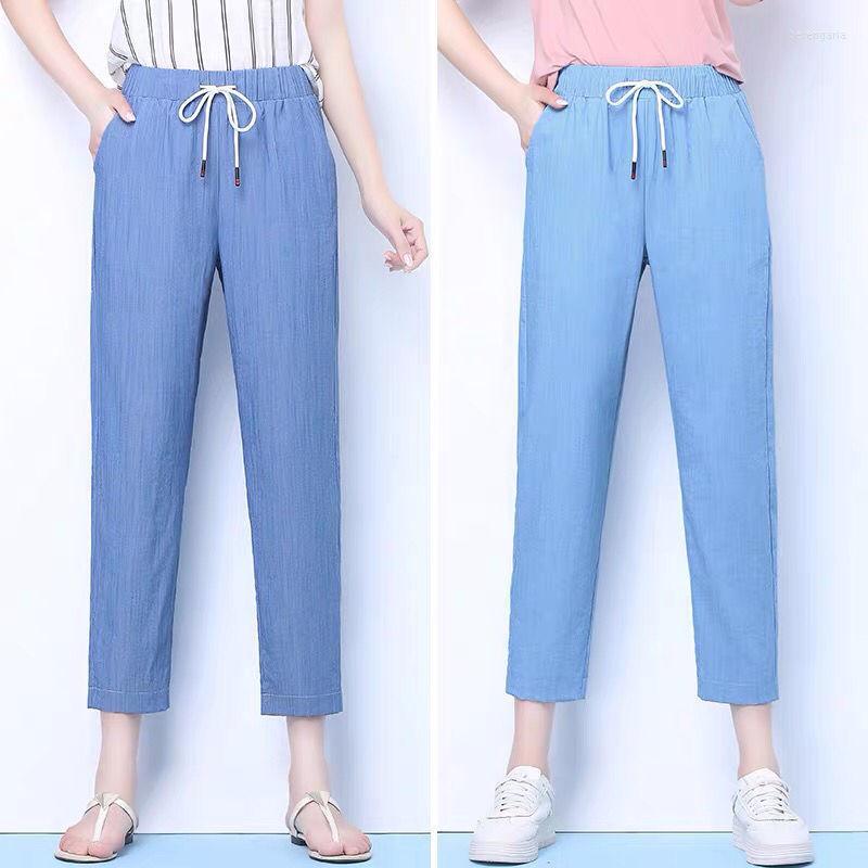 

Women's Pants Women Summer Women's Denim Cropped Loose Casual Pantalones De Mujer, Blue 3