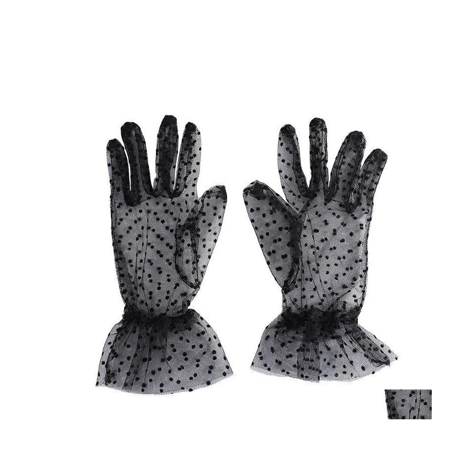 

Five Fingers Gloves Summer Women Thin Short Tle Stretchy Mesh Gauze Spots Sheers Flexible Accessories Fl Finger 1 Pair Drop Delivery Ot7Bo
