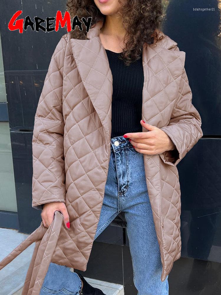 

Women' Trench Coats Thin Short Winter Parkas Women Warm Down Cotton Jacket Female Casual Solid Loose Outwear A Belt Cotton-padded Coat, Black