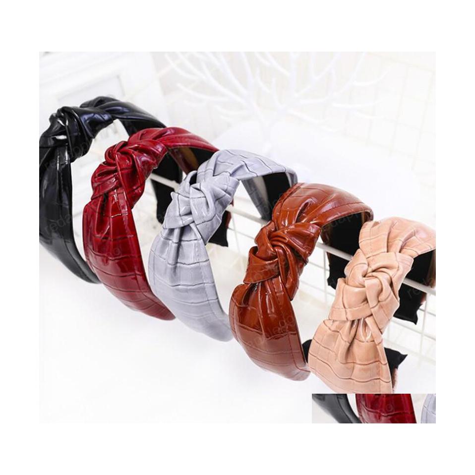 

Headbands Fashion Cracked Leather Headband Women Pu Hairband Soft Classic Turban Hair Band Solid Adt Accessories Drop Delivery Jewel Dhaxv