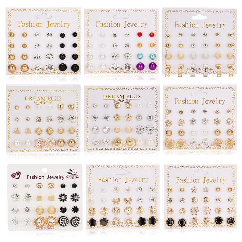 

Stud Earrings Pairs Korean Cute Zircon For Women Teens Girls Party Wedding Daily Fashion Jewelry Trendy Flower EarringsStud Effi22