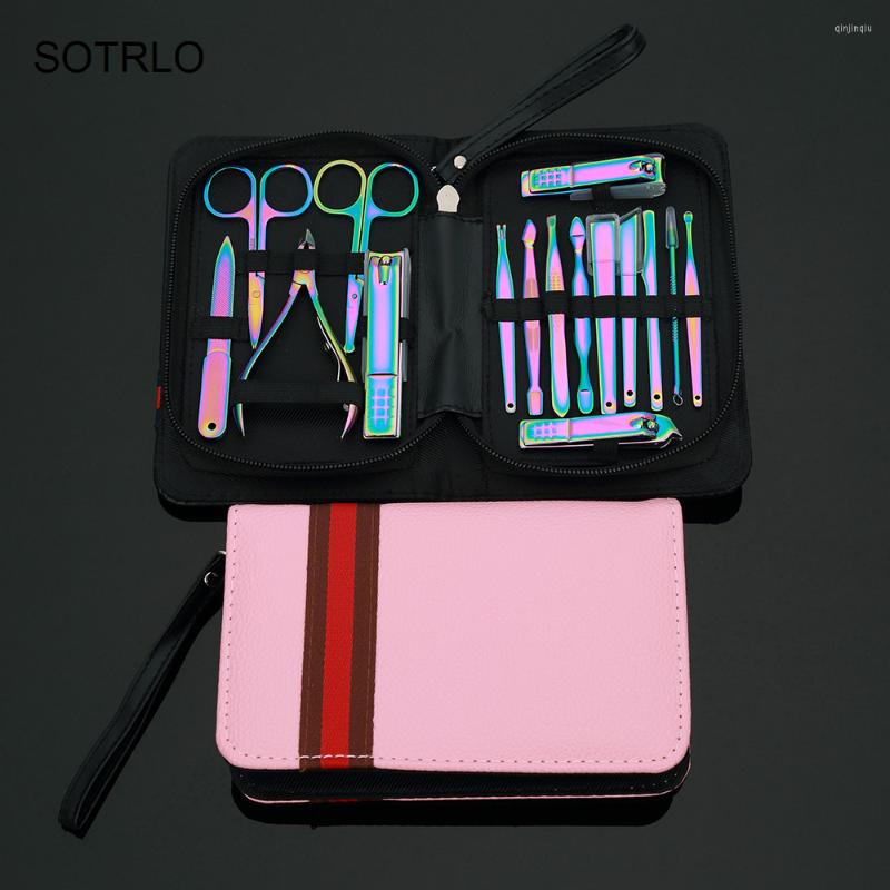 

Nail Art Kits 16 IN 1 Stainless Steel Pedicure Kit Clipper Set Scissors Beauty Tool Manicure Sickle Pusher Care With Case
