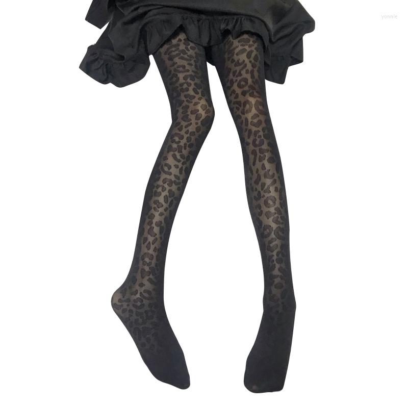 

Women Socks Summer Sexy See Through Silky Pantyhose Stockings Leopard Black Tights