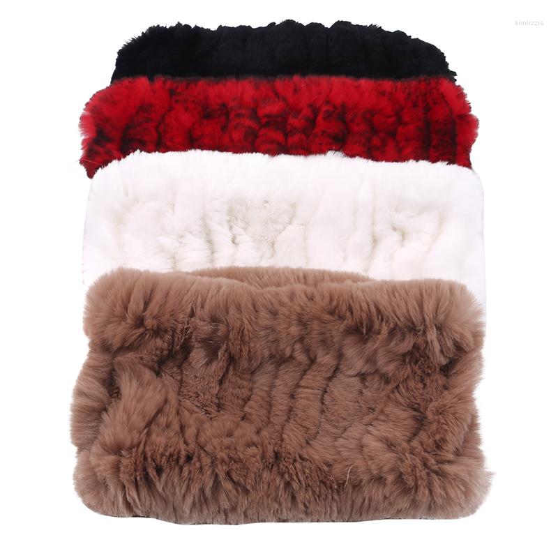 

Scarves Rex Fur Ring Warm Soft Women Headbands Scarf Handmade Knitted Real Scarfs