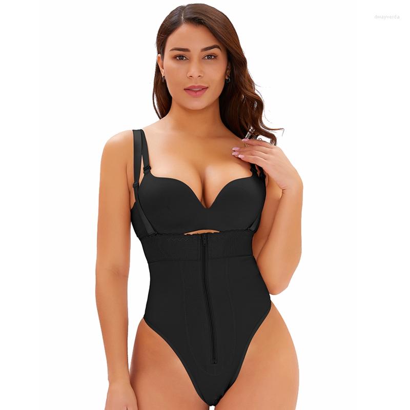 

Women' Shapers Backless Body Shaper Seamless Thong Shapewear Adjustable Shoulder Strap Waist Slimming Panties Sexy Underbust Bodysuit, Black
