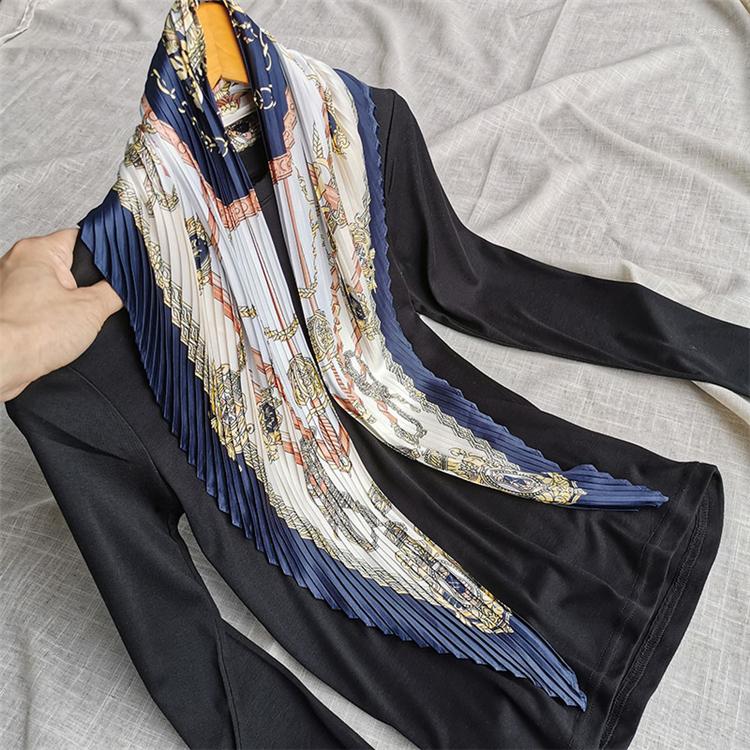 

Scarves SELLING Miyake Pleated Resemble Silk Diamond Print Retro Scarf IN STOCK