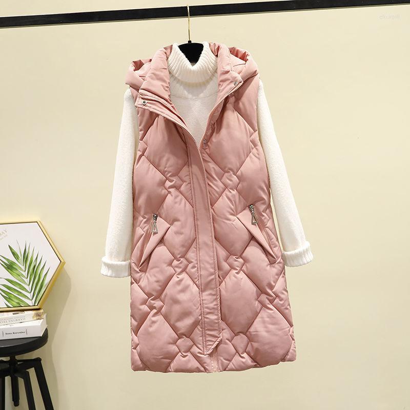 

Women's Vests 2023 Spring Women Fashion Slim Fit Long Vest Female Thicken Cotton Padded Winter Ladies Sleeveless Jacket Waistcoat Q48, Black