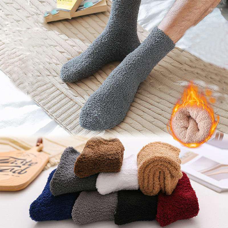 

Sports Socks Winter Warm Fluffy In Womens Cute Soft Elastic Coral Velvet Indoor Floor Towel Breathable Pure Colors, White