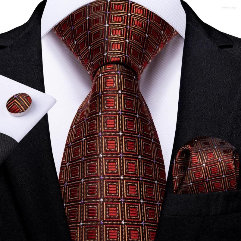 

Bow Ties Wedding Men Tie Red Gold Plaid Fashion Designer For Business Party 8cm Drop DiBanGu Groom Kravat MJ-7322