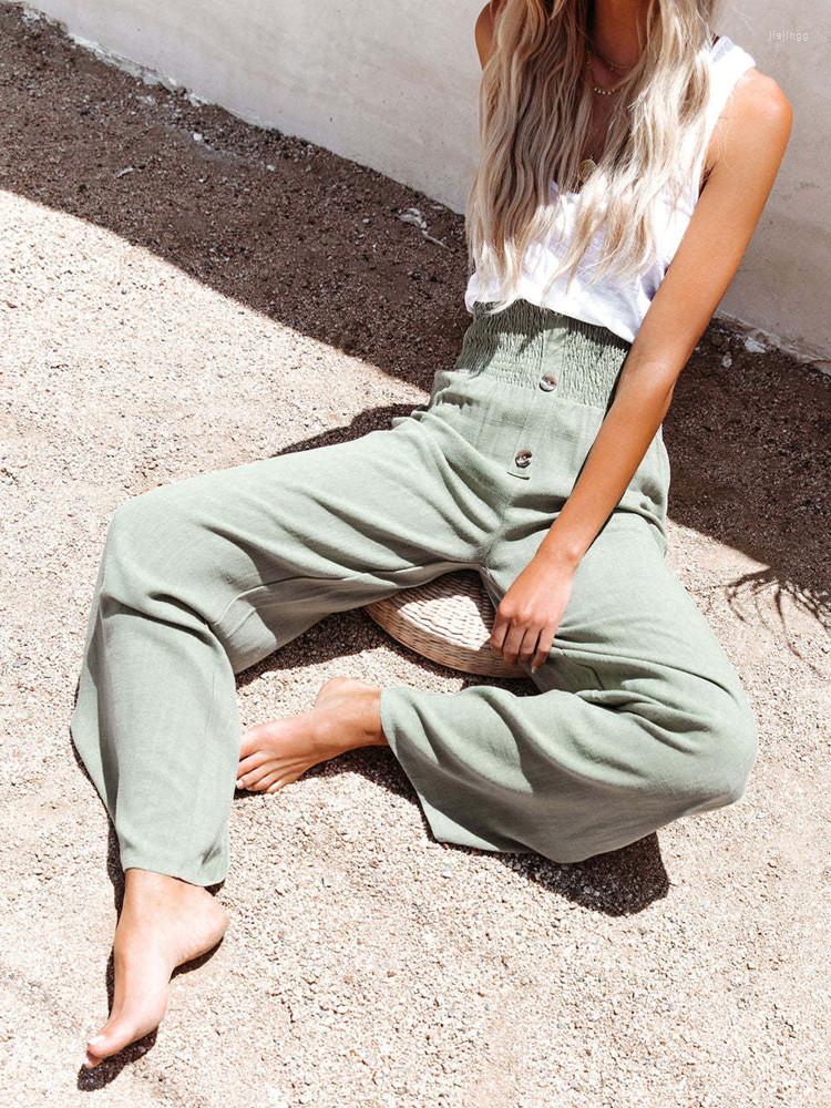 

Women' Pants Spring Summer Solid Cotton Linen Women Elastic Waist Fashion Casual Office Streetwear Trousers Female, Wine red