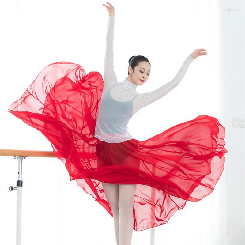 

Stage Wear Adults Long Chiffon Ballet Skirt Women Lyrical Soft Dress Wrap Skirts Dance Costumes Ballerina, Only skirts
