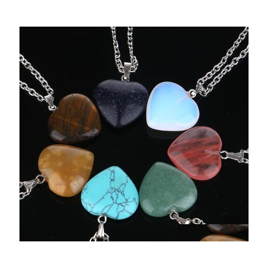 

Pendant Necklaces Chain Necklace Natural Quartz Healing Chakra Stone Rock Heart Nanashop Drop Delivery Jewelry Pendants Dheyf