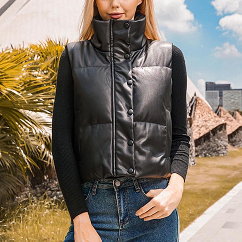 

Women's Vests Stylish Cropped Waistcoat Windproof Versatile Women Elegant Autumn Winter Vest Coat Smooth Surface Outerwear, Black