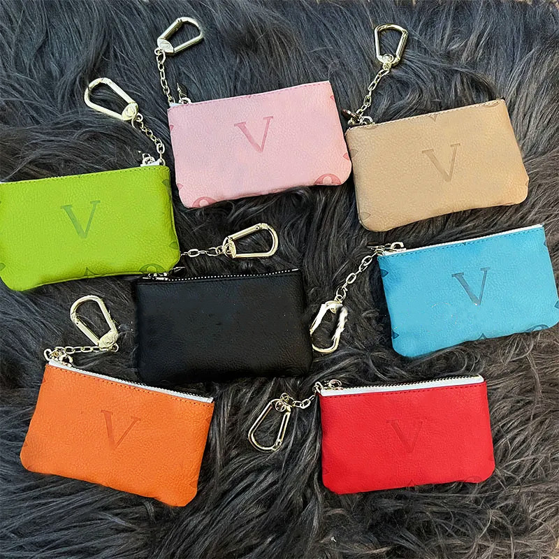 

Unisex Designer Card Holder Key Pouch Fashion Purse keyrings Mini Wallets Coin Credit Card Holder PU Leather Small Bag wholesale, V5#[v] letter+logo
